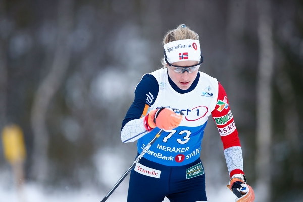 Therese Johaug på vei mot et nytt NM-gull på 10 km klassisk i Meråker torsdag.