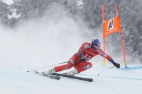 Aksel Lund Svindal i aksjon under verdenscuprennet i super-G i Kitzbühel fredag.