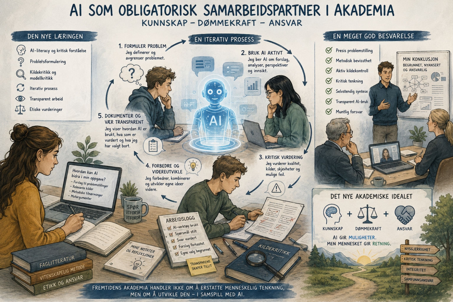 Når AI blir obligatorisk: Et framtidsscenario for eksamen, bacheloroppgaver og doktorgradsarbeid