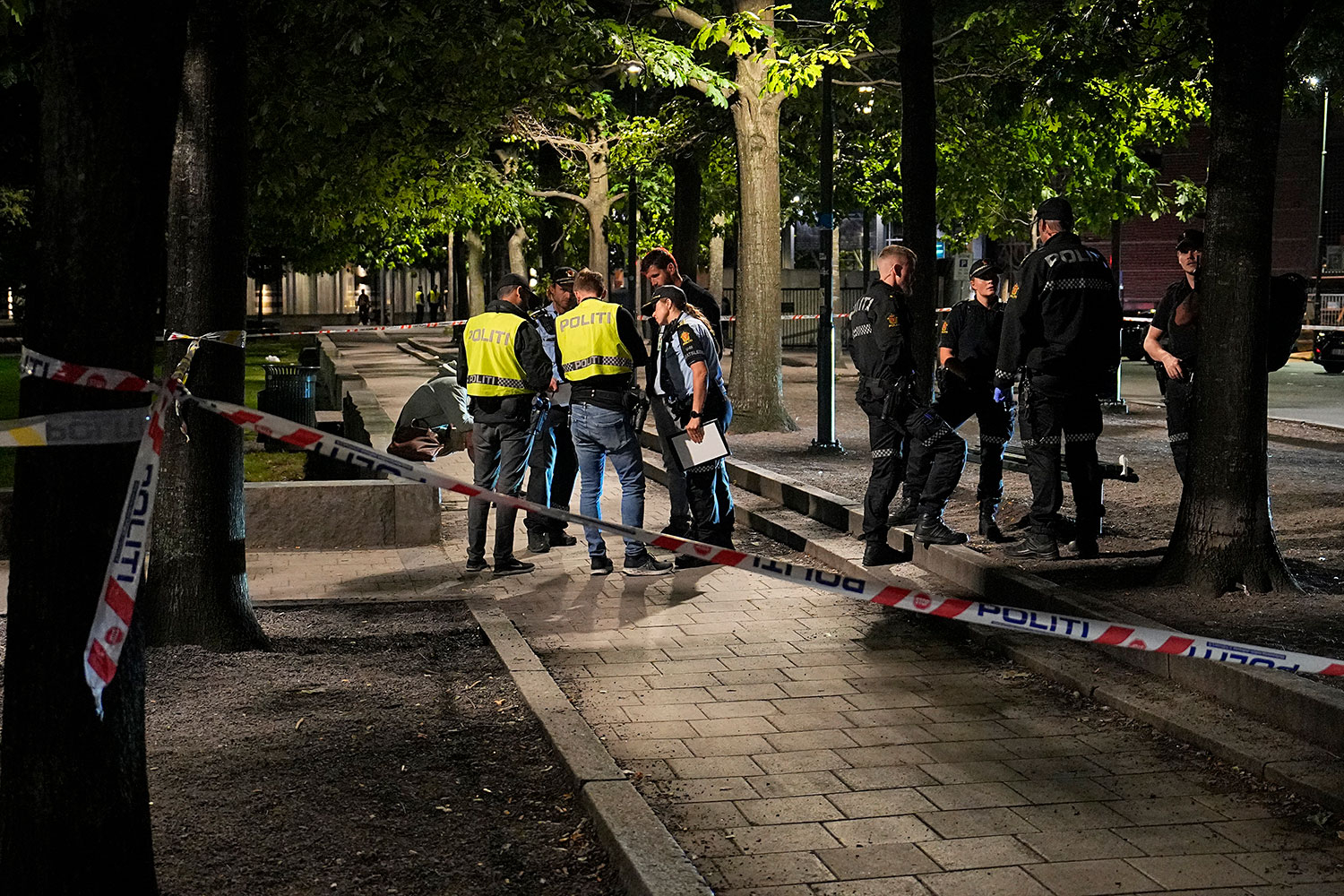 Politiet i Vaterlandsparken på Grønland i Oslo etter en knivstikking i september i fjor.