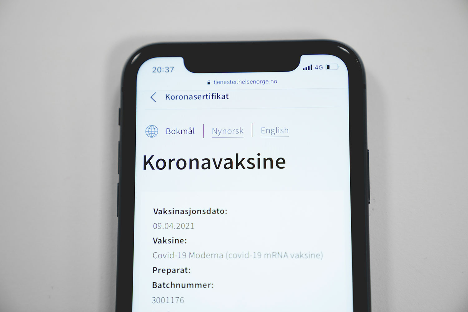 På Helse Norge sine nettsider ligger en foreløpig ikke verifiserbar versjon av korona-sertifikatet tilgjengelig.