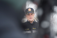 Politiets innsatsleder Roy Alkvist under presseorienteringen i forbindelse med kvikkleireskredet på Ask i Gjerdrum.