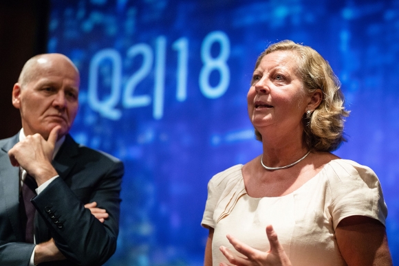 Konsernsjef Sigve Brekke og administrerende direktør i Telenor Norge, Berit Svendsen.