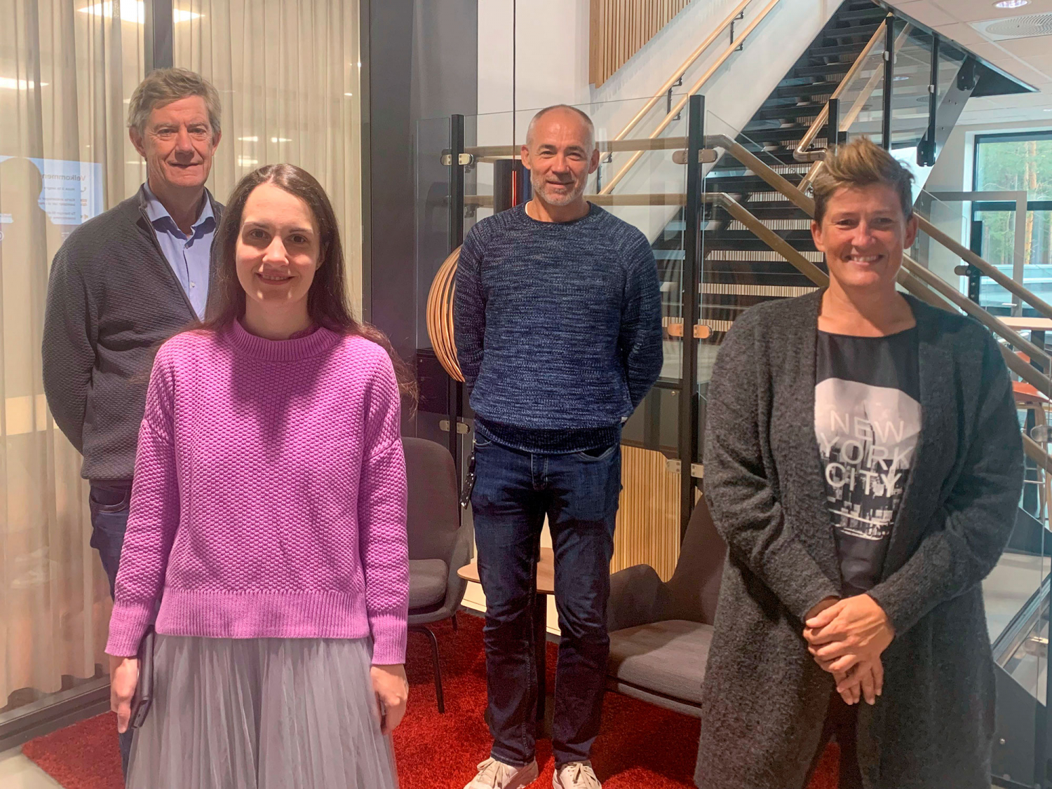 Ansatte i nettselskapet. Fra venstre Jan-Erik Brattbakk, Irina Pirozhinskaia, Morten Sjaamo og Ina Haug