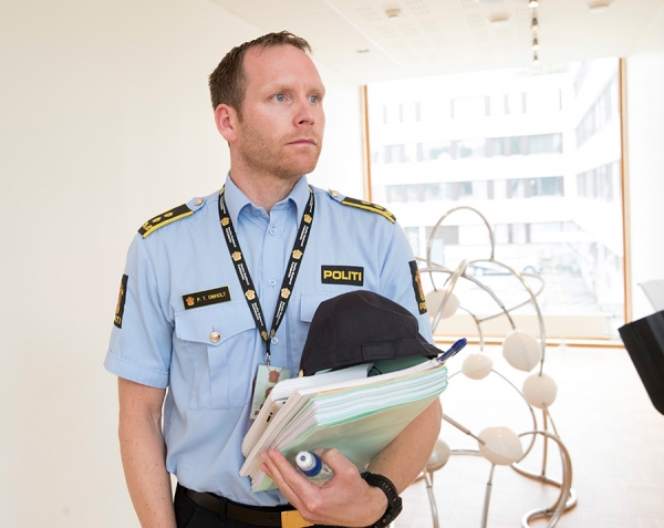 Politiadvokat Per Thomas Omholt i Nordre Buskerud politidistrikt under fengslingsmøtet i Ringerike tingrett i juli.