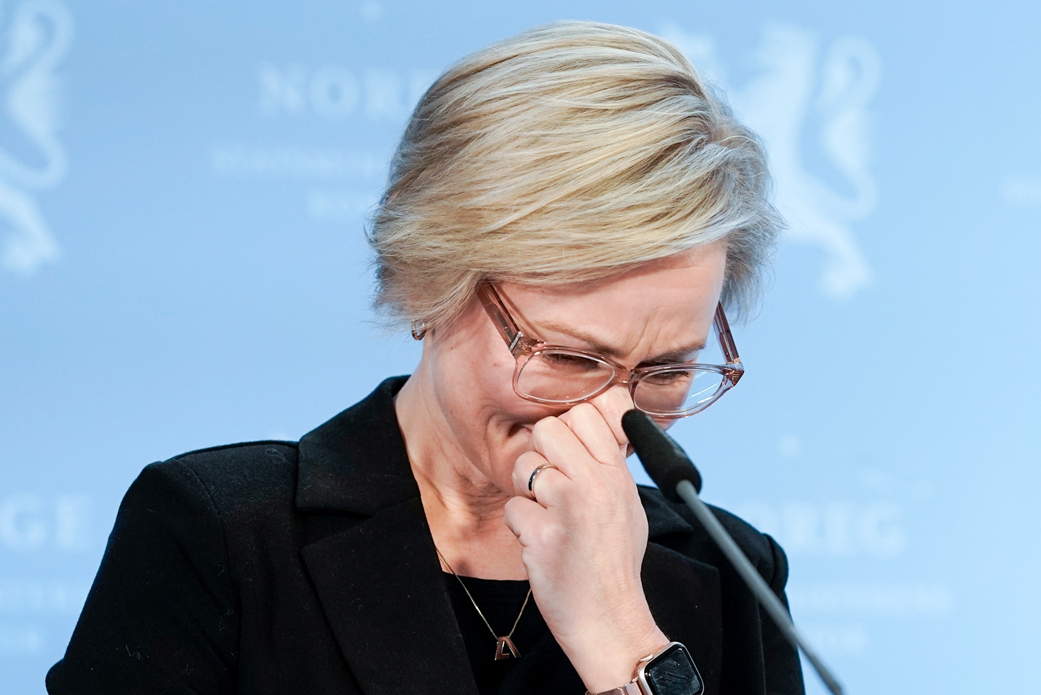 Helse- og omsorgsminister Ingvild Kjerkol (Ap) under pressekonferansen på statsministerens kontor SMK.