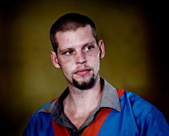 Joshua French under rettssaken i 2014 der han var tiltalt for å ha drept cellekameraten Tjostolv Moland i Ndolo-fengselet i Kinshasa